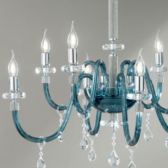 Ondaluce lp dido lampadario otto bracci cristallo blu ottanio