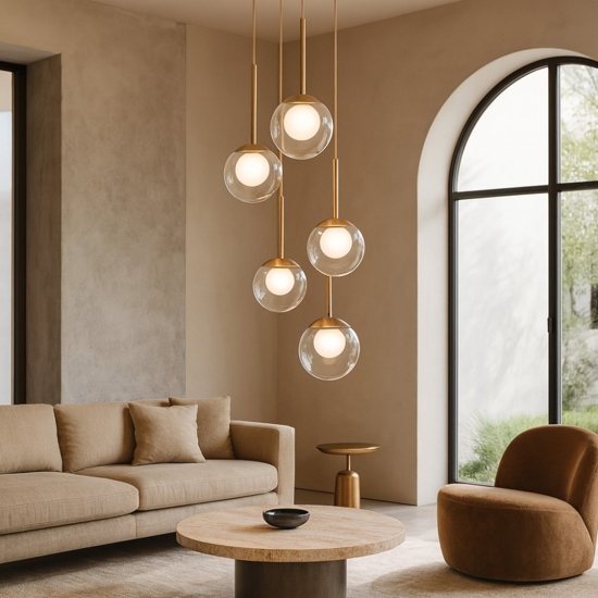 Maytoni basic form lampadario moderno per salotto sfere in vetro