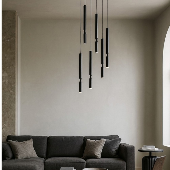 So tubic 6 ondaluce luce lampadario moderno nero 6 luci led