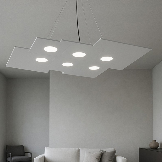 Lampadario design moderno grigio squadrato per soggiorno