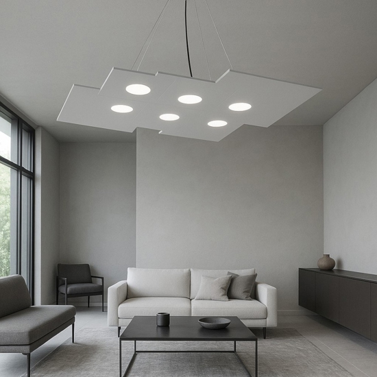 Lampadario design moderno grigio squadrato per soggiorno