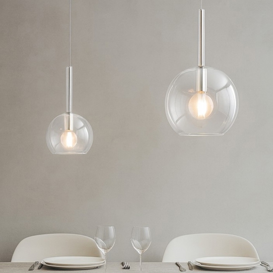 Lampadario per sala da pranzo moderna vetri trasparenti