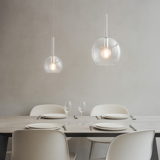 Lampadario per sala da pranzo moderna vetri trasparenti