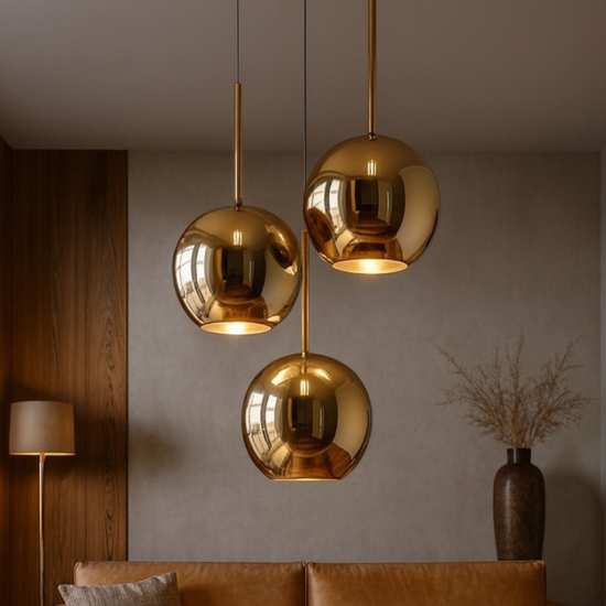 Lampadario per salotto vetri oro top light future