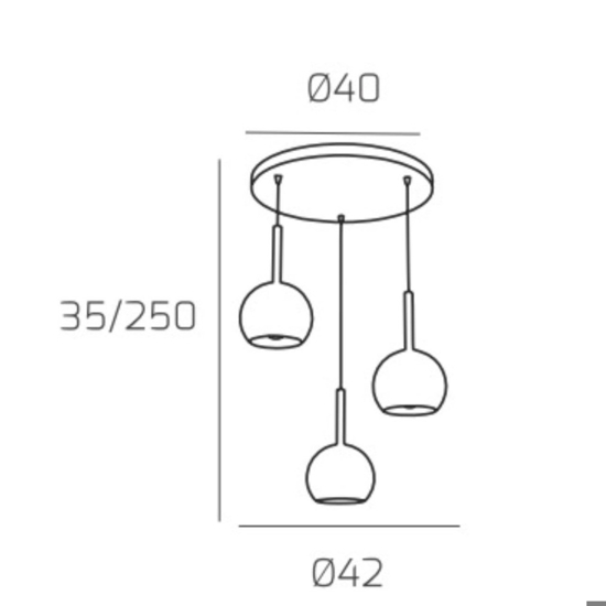 Lampadario moderno per soggiorno 3 vetri oro