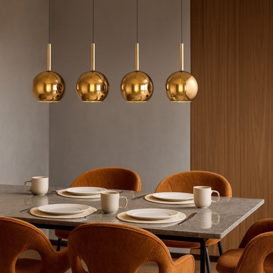 Lampadario moderno vetri oro per soggiorno