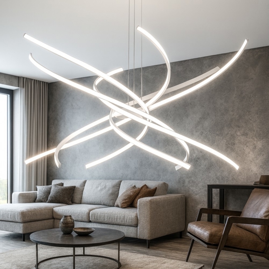 Lampadario moderno bianco led 88w 3000k top light tornado