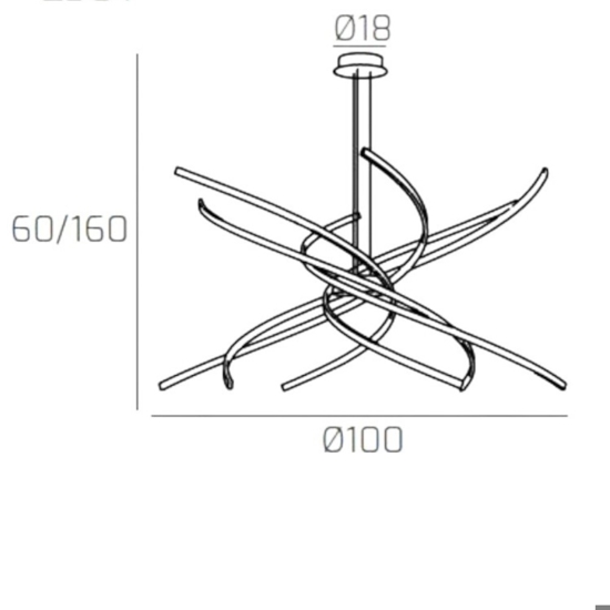 Lampadario moderno bianco led 88w 3000k top light tornado