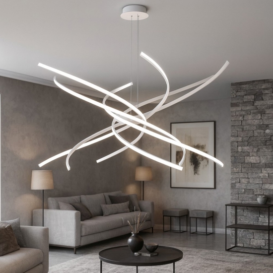 Lampadario moderno led 69w 3000k bianco toplight tornado
