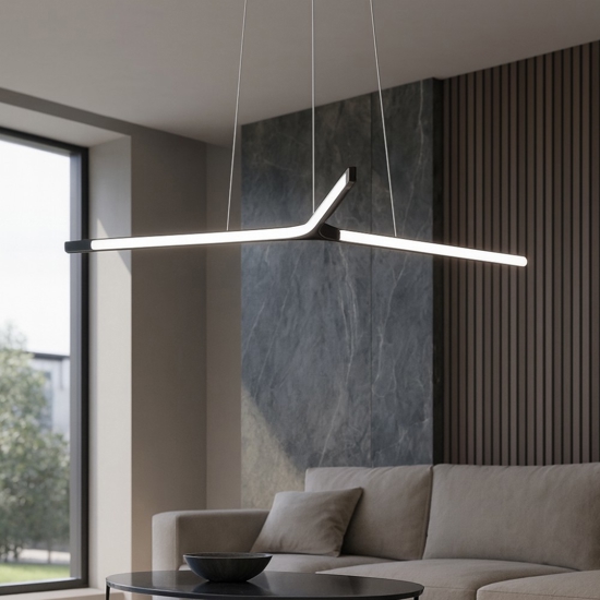 Lampadario design moderno nero led 45w 3000k per soggiorno