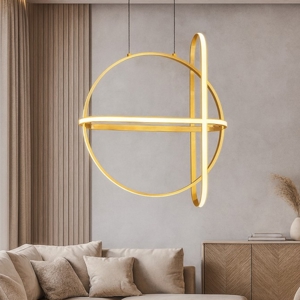 Visualizza i dettagli per Lampadario oro led 49w 3000k design per soggiorno moderno Lampadario oro led 49w 3000k design per soggiorno moderno