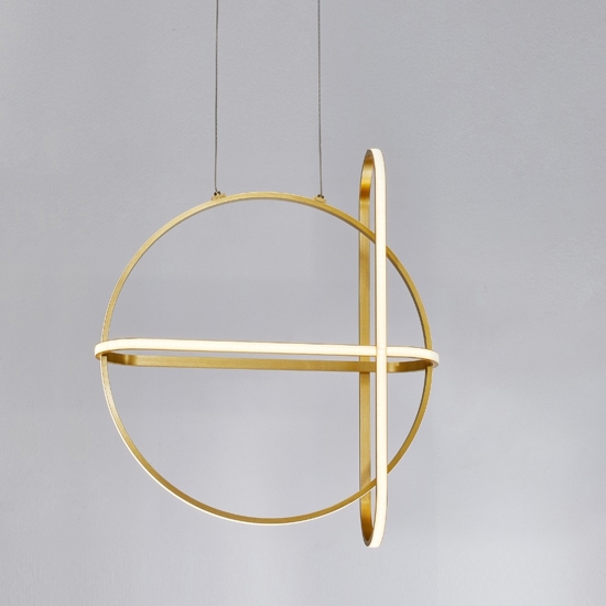 Lampadario oro led 49w 3000k design per soggiorno moderno