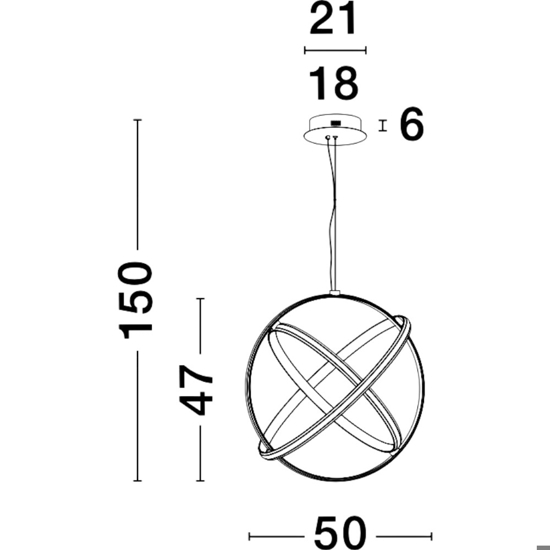 Lampadario moderno sferico per soggiorno cerchi led nero