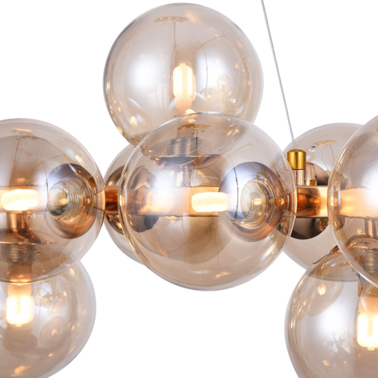 Maytoni lampadario dallas moderno per soggiorno oro sfere vetro ambra trasparente