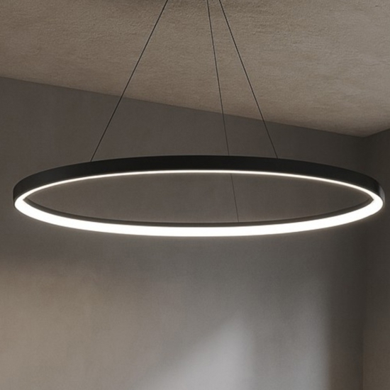 Grande lampadario ovale nero led 80w 3000k 4000k vivida lifering-o