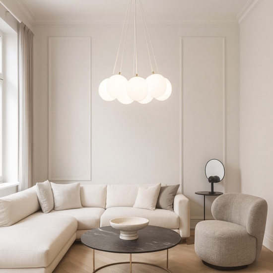 Vivida pearl lampadario oro vetro bianco led 36w 3000k