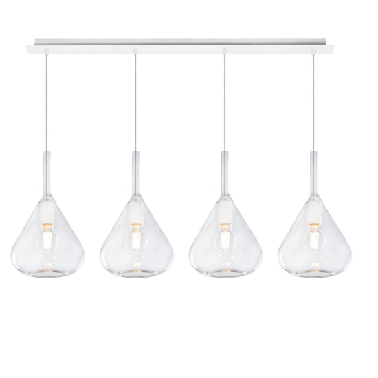Kona top light lampadario moderno bianco 4 luci vetro