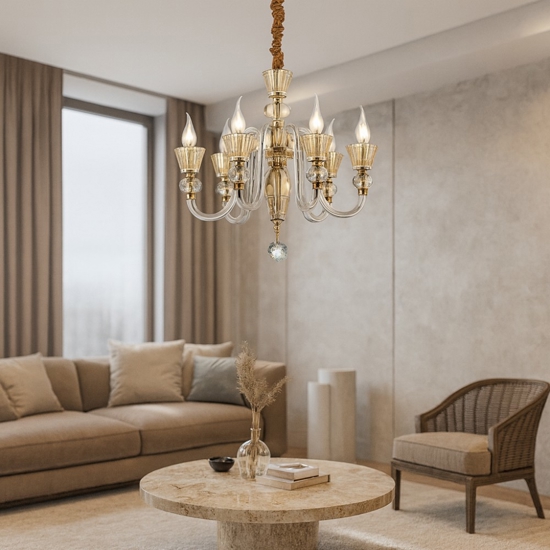 Strauss sp6 ideal lux lampadario di cristallo 5 bracci trasparenti