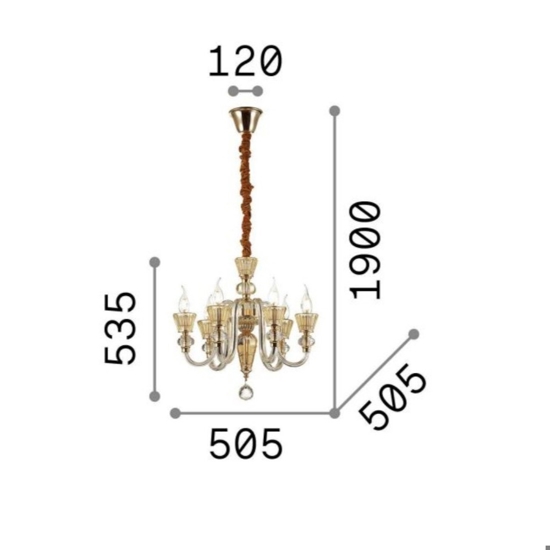 Strauss sp6 ideal lux lampadario di cristallo 5 bracci trasparenti