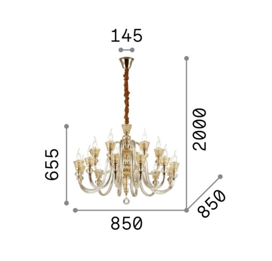 Strauss sp18 ideal lux lampadario cristallo 18 bracci trasparente