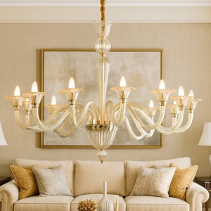 Brigitta sp12 ideal lux lampadario di cristallo 12 bracci ambra