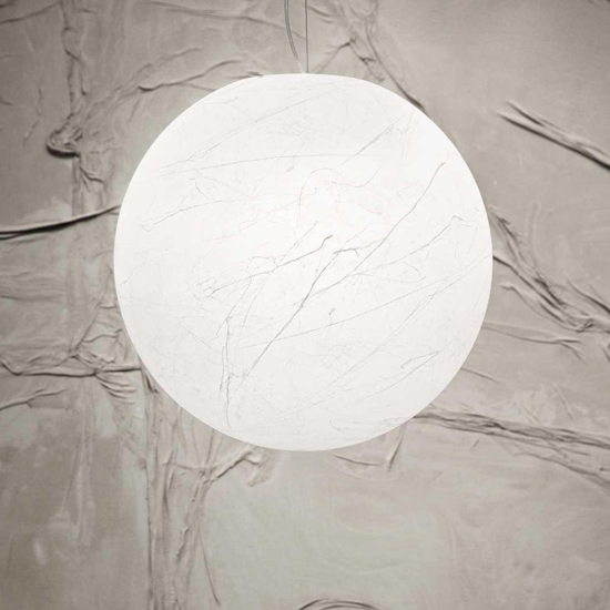 Carta sp1 d40 lampadario sfera bianca effetto carta ideal lux