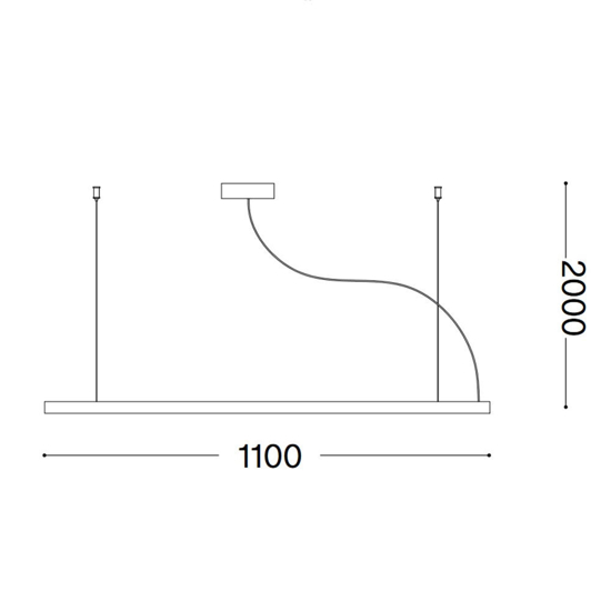 V-line sp ideal lux lampadario moderno nero led 20w 3000k