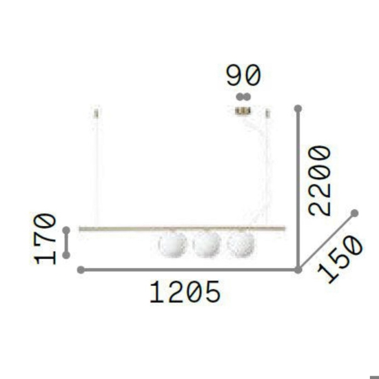 Ideal lux perline sp3 lampadario design per soggiorno oro ottone