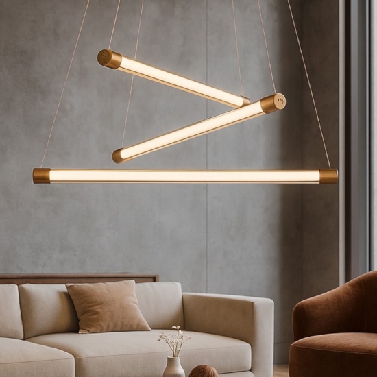 Lampadario led 30w 3000k dorato design moderno fp