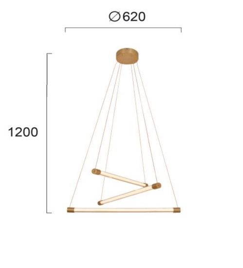 Lampadario led 30w 3000k dorato design moderno fp