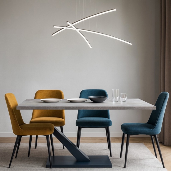 Lampadario design per soggiorno moderno bacchette cromo