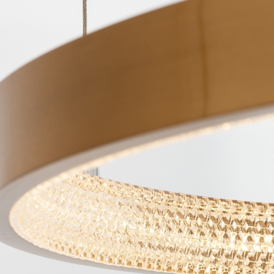 Lampadario 3 cerchi oro led per salone stile contemporaneo