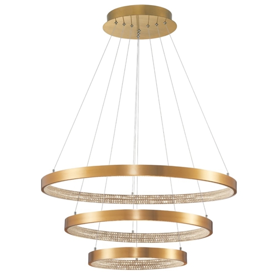 Lampadario 3 cerchi oro led per salone stile contemporaneo