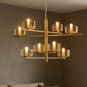 Ondaluce lampadario figaro oro per salone vetri ambra
