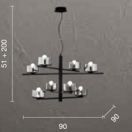 Ondaluce lampadario figaro oro per salone vetri ambra