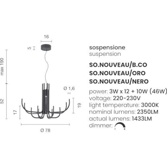Ondaluce so nouveau bianco lampadario led moderno