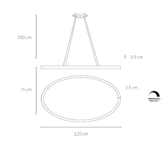 Lampadario ovale sabbia moderno vivida lifering-o led 80w 3000k 4000k