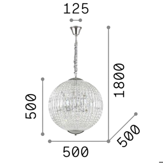 Luxor sp8 ideal lux lampadario di cristallo sfera contemporaneo elegante
