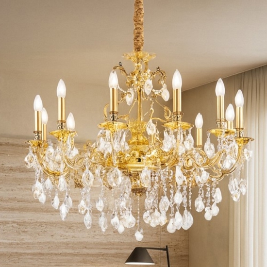 Ideal lux lampadario gioconda sp12 oro 12 luci goccia