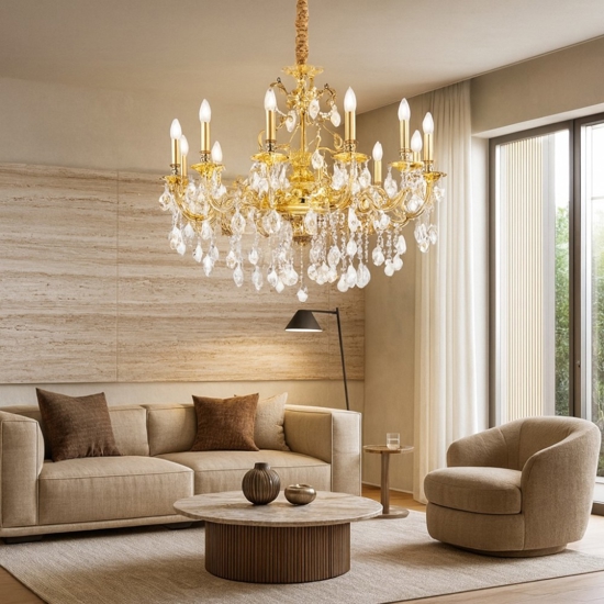 Ideal lux lampadario gioconda sp12 oro 12 luci goccia