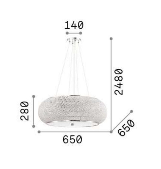 Ideal lux pasha sp14 lampadario di cristallo dorato 14 luci