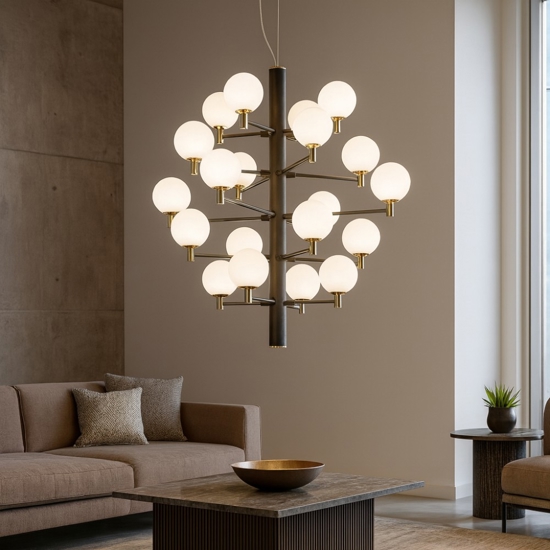 Lampadario per salotto copernico ideal lux sp20 nero