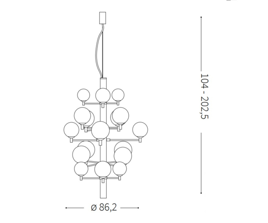 Lampadario per salotto copernico ideal lux sp20 nero