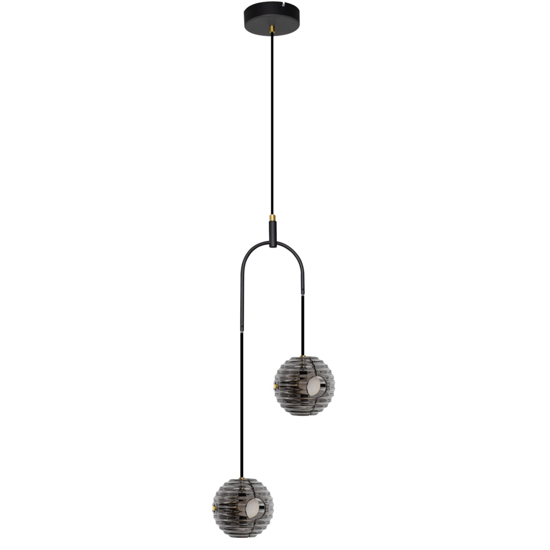 Lampadario led 20w 3000k nero bocce vetro fume