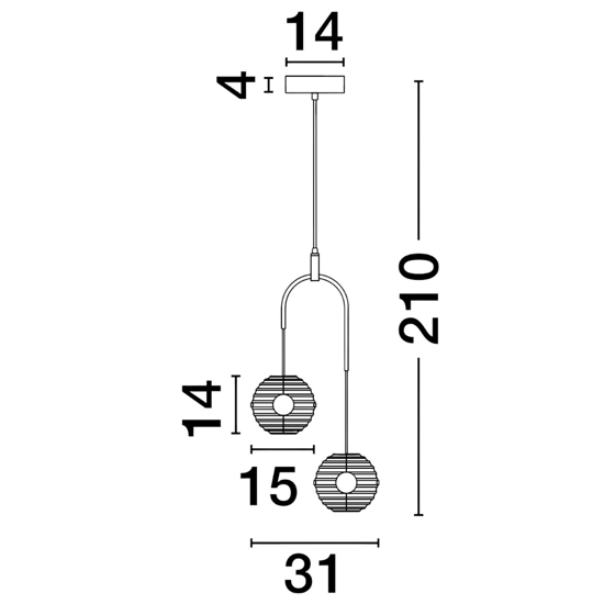 Lampadario led 20w 3000k nero bocce vetro fume