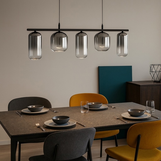 Lampadario led  19w 3000k moderno vetri fume per soggiorno