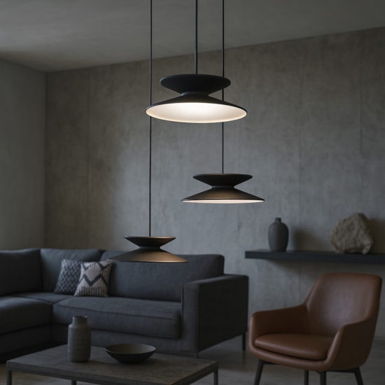 Lampadario led 15w 3000k nero oro moderna