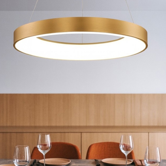 Lampadario moderno cerchio oro 60cm led 3000k dimmerabile
