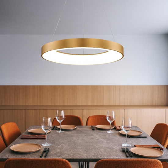 Lampadario moderno cerchio oro 60cm led 3000k dimmerabile