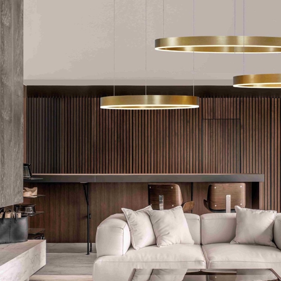 Lampadario cerchio oro 80cm led 50w da 2700k a 6000k dimmerabile